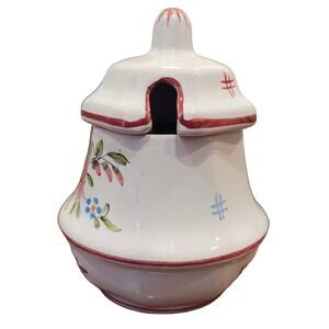 Handpainted Floral Design Jam Condiment Sugar Jar no spoon Portugal